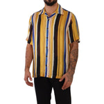 Dolce & Gabbana Yellow Striped Short Sleeve Silk Shirt TSH7539- 40