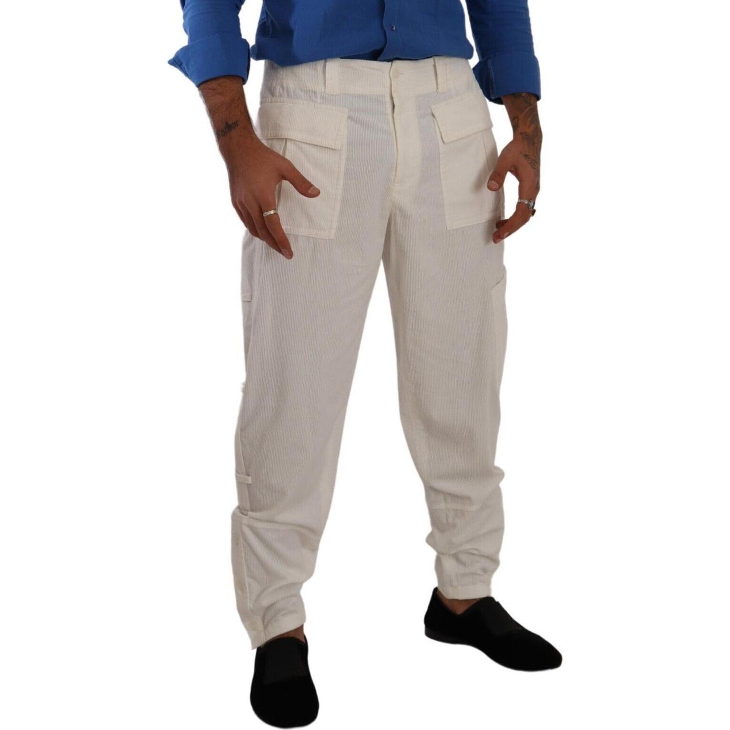 Dolce & Gabbana Off White Cotton Corduroy Cargo Pants PAN72945 - 48