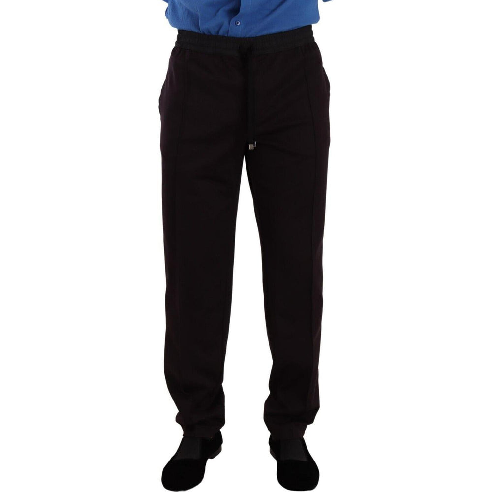 Dolce & Gabbana Elegant Burgundy Cotton Joggers Dolce & Gabbana Black