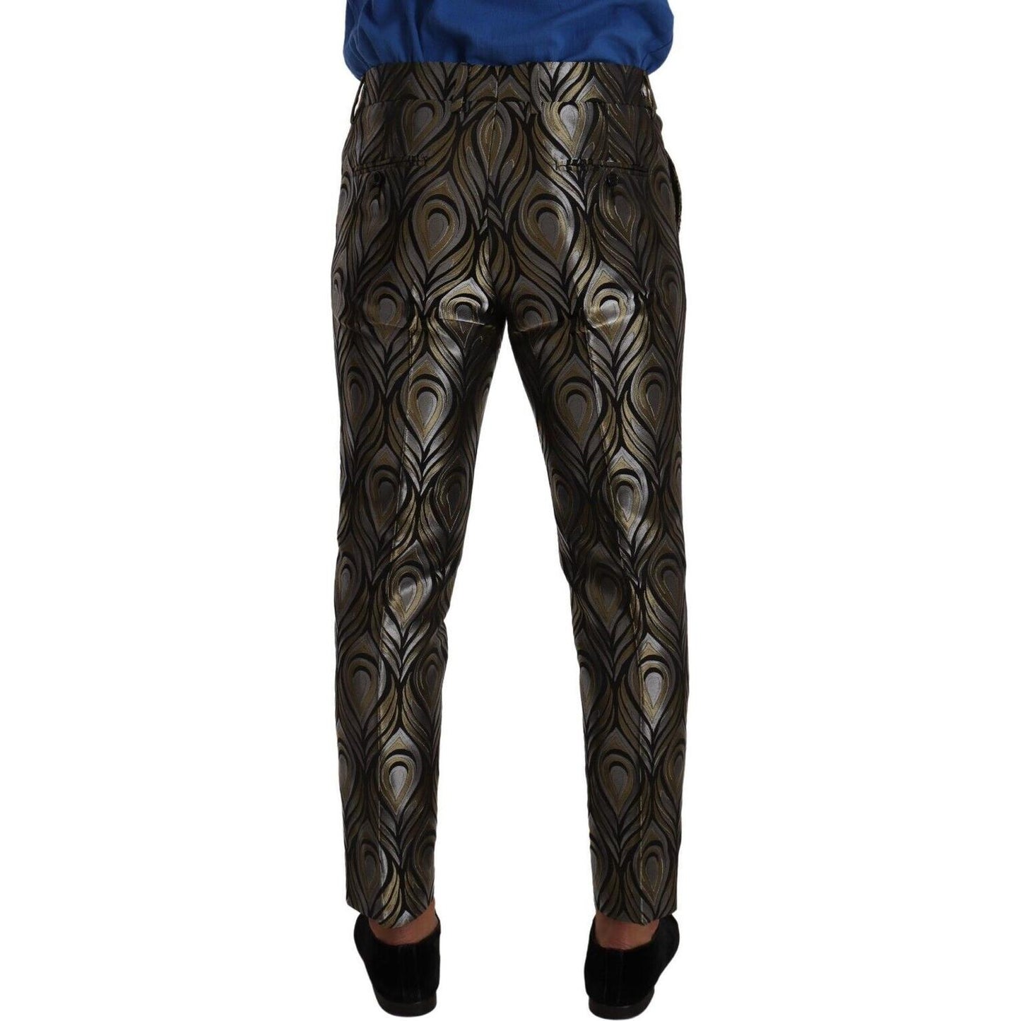 Dolce & Gabbana Silver Gold Jacquard Men Trouser Dress Pants PAN72851 - 48