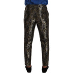 Dolce & Gabbana Silver Gold Jacquard Men Trouser Dress Pants PAN72851 - 48