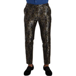 Dolce & Gabbana Silver Gold Jacquard Men Trouser Dress Pants PAN72851 - 48