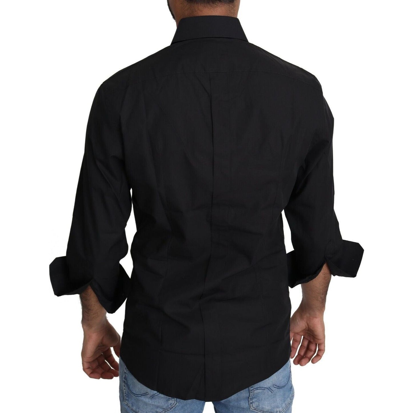 Dolce & Gabbana Black Cotton Formal Dress Men Top Shirt TSH5495-IT38