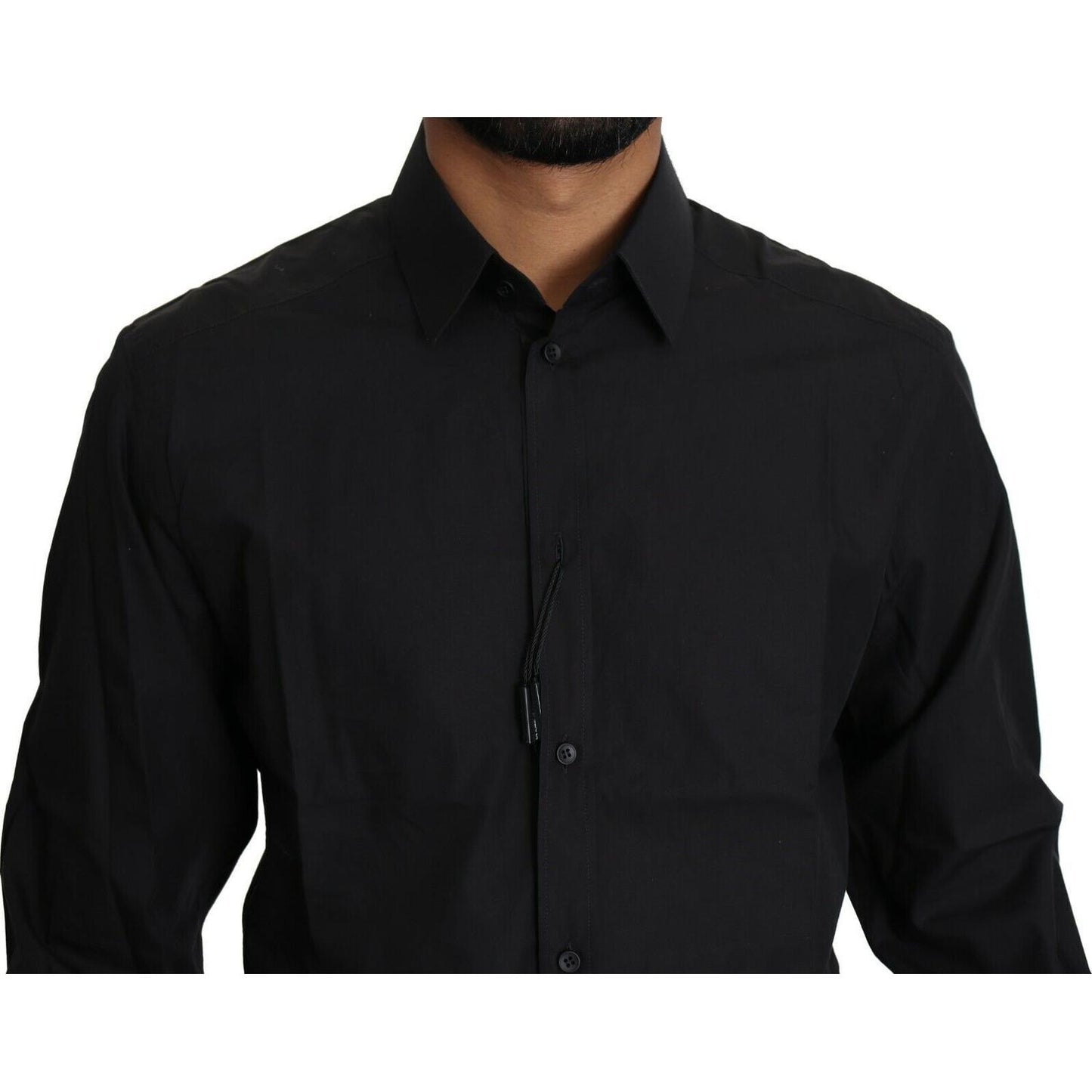 Dolce & Gabbana Black Cotton Formal Dress Men Top Shirt TSH5495-IT38