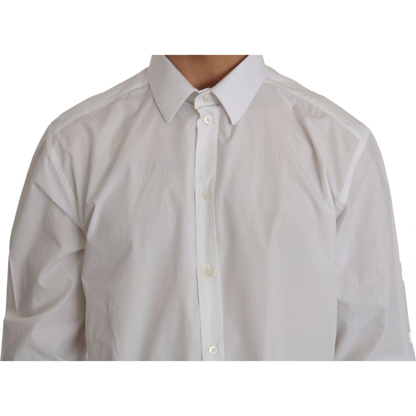 Dolce & Gabbana White 100% Cotton GOLD Slim Dress Shirt TSH2393- 37