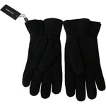 Dolce & Gabbana Black Leather Motorcycle Biker Mitten Gloves LB1025- 8.5