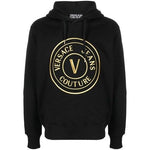 Versace Jeans Chic Black Hooded Sweatshirt 8058987956300