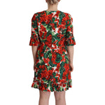 Dolce & Gabbana Multicolor Red Floral Shift Gown Dress DR28618- IT44