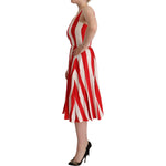 Dolce & Gabbana White Red Stretch Shift A-line Gown Dress