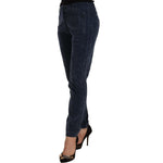 Peserico Blue Mid Waist Cotton Stretch Tapered Pants PAN72121 - 40