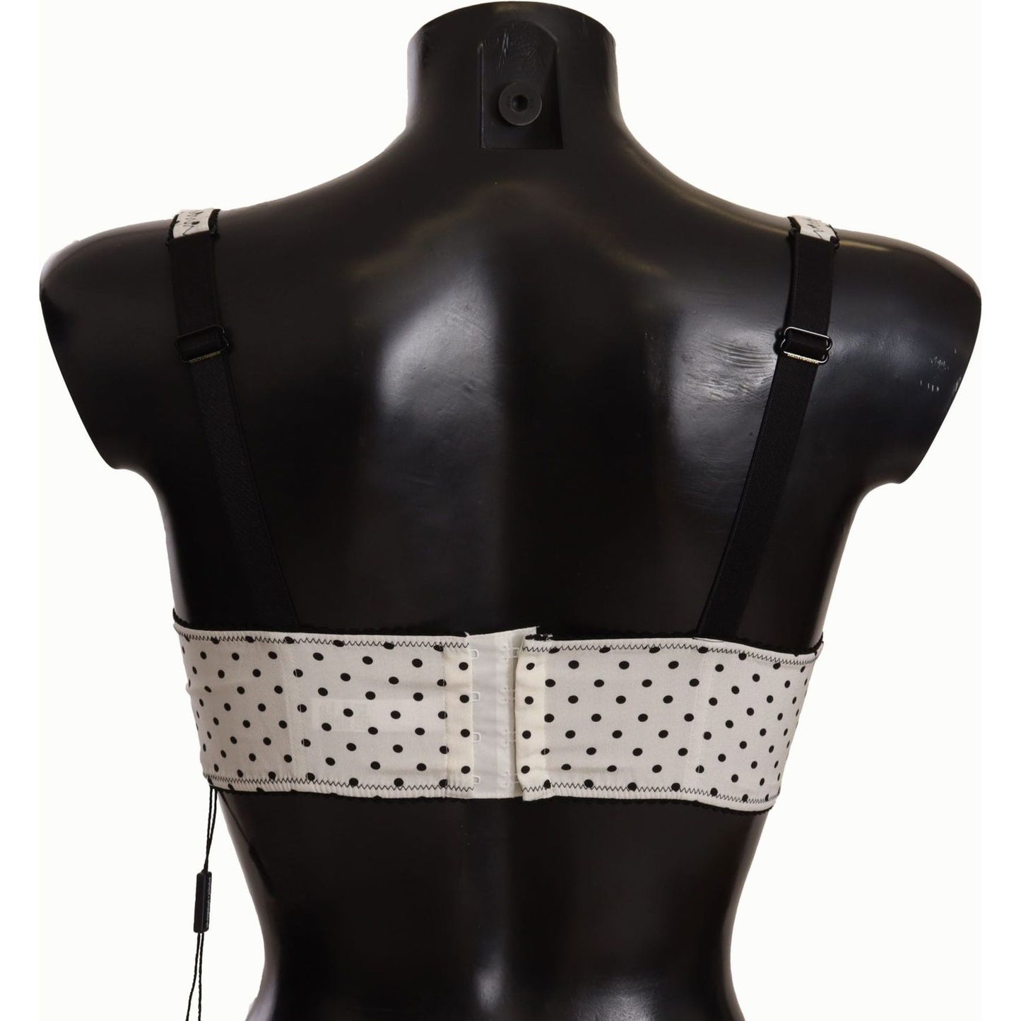 Dolce & Gabbana White Black Polka Dot Satin Lace Balconette Bra BIK1570 - IT4