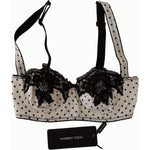Dolce & Gabbana White Black Polka Dot Satin Lace Balconette Bra BIK1570 - IT4