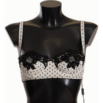 Dolce & Gabbana White Black Polka Dot Satin Lace Balconette Bra BIK1570 - IT4
