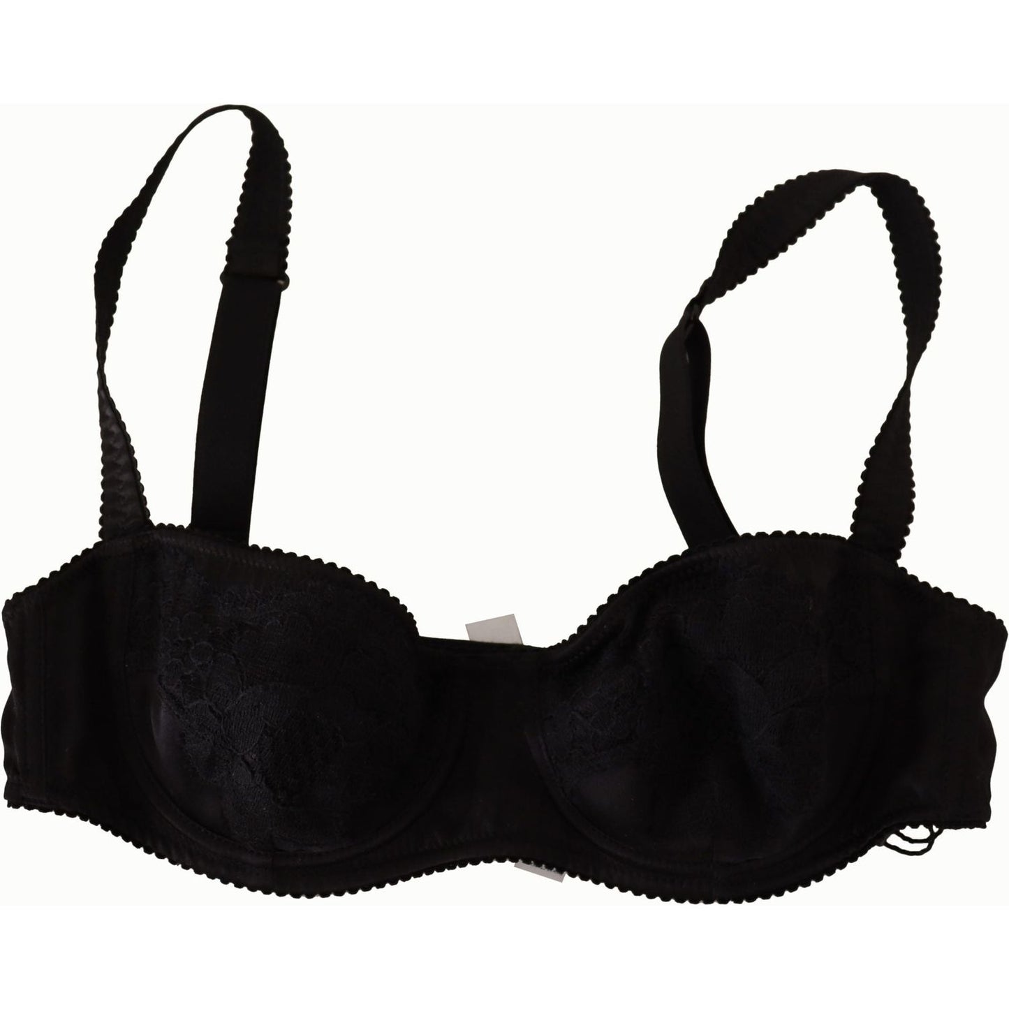 Dolce & Gabbana Black Polka Dot Satin Lace Balconette Bra BIK1574- IT1