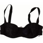 Dolce & Gabbana Black Polka Dot Satin Lace Balconette Bra BIK1574- IT1