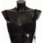 Dolce & Gabbana Black Polka Dot Satin Lace Balconette Bra BIK1574- IT1