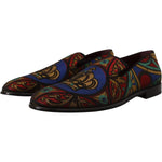 Dolce & Gabbana Multicolor Jacquard Slide-On Loafer Slippers Dolce & Gabbana Black