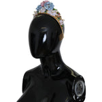 Dolce & Gabbana Gold Crystal Purple Hortensia Headband Crown Diadem SMY100489