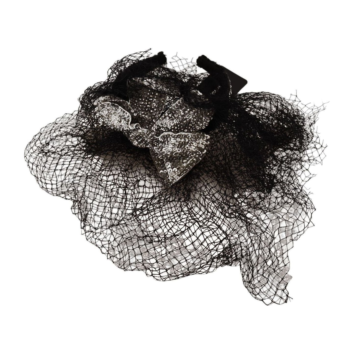 Dolce & Gabbana Black Logo Sequined Fascinator Diadem Headband SMY100876