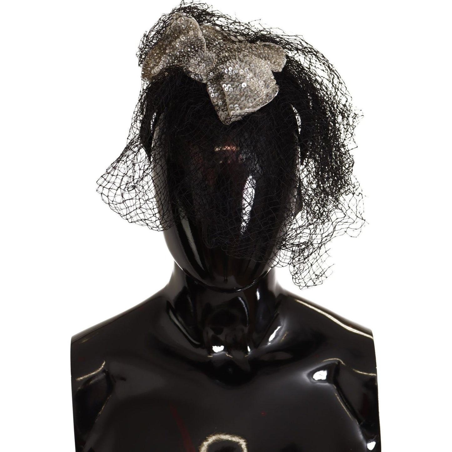 Dolce & Gabbana Black Logo Sequined Fascinator Diadem Headband SMY100876