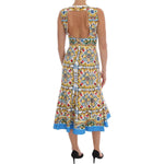Dolce & Gabbana White Majoilca Sleeveless Sheath A-line Dress DR1265- 36