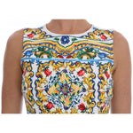 Dolce & Gabbana White Majoilca Sleeveless Sheath A-line Dress DR1265- 36