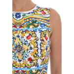 Dolce & Gabbana White Majoilca Sleeveless Sheath A-line Dress DR1265- 36