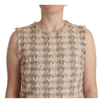 Dolce & Gabbana Beige Checkered Sleeveless Mini Shift Dress DR28615 - 40