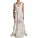 Dolce & Gabbana White Cotton Tiered Long Maxi A-line Dress DR28641 - 40