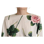 Dolce & Gabbana White Rose Print Long Sleeves A-line Dress DR28649 - 38