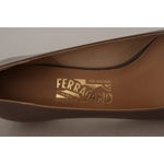Salvatore Ferragamo Elegant Caraway Brown Pumps with Vara Bow 8057553218309