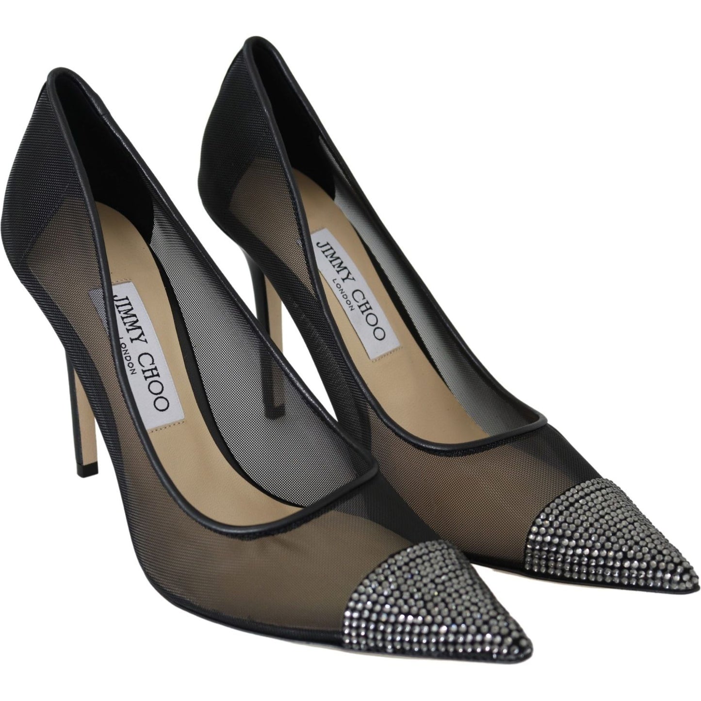 Jimmy Choo Elegant Black Mesh Crystal Pumps 194611090618