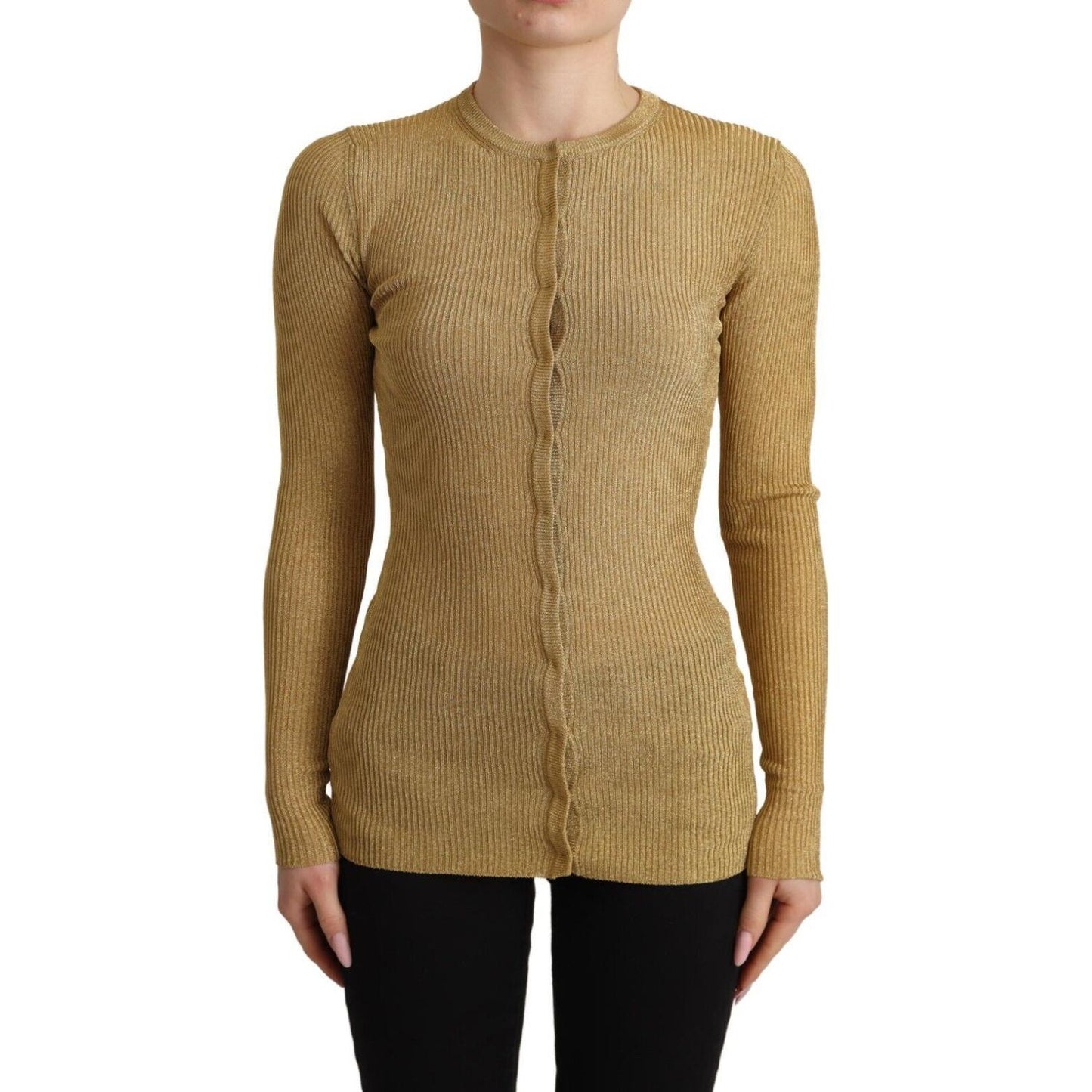 Dolce & Gabbana Gold Viscose Blend Buttons Cardigan Sweater TSH7594 - 36
