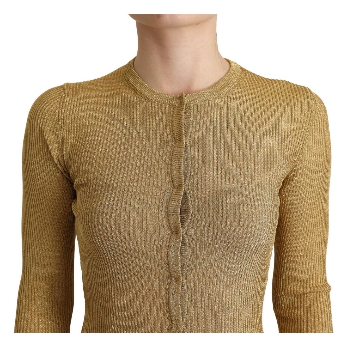 Dolce & Gabbana Gold Viscose Blend Buttons Cardigan Sweater TSH7594 - 36