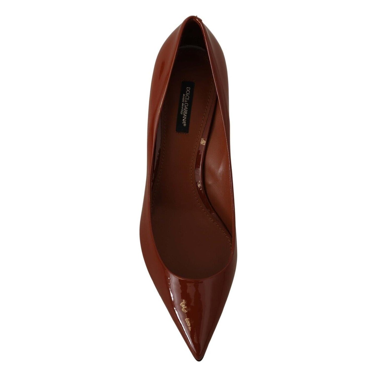 Dolce & Gabbana Brown Kitten Heels Pumps Patent Leather Shoes LA9690 - 39