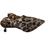 Dolce & Gabbana Gold Leopard Sequins Heels Boots Shoes LA9725 - 39.5