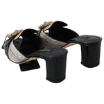 Dolce & Gabbana Black Gray Exotic Leather Crystals Sandals Shoes LA6265 - 37