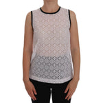 Dolce & Gabbana White Lace Floral Nylon Tank T-shirt TSH1043- 36