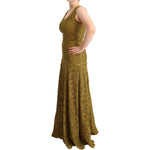 Dolce & Gabbana Brown Floral Lace Maxi Floor Length Dress DR28314 - 40