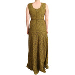 Dolce & Gabbana Brown Floral Lace Maxi Floor Length Dress DR28314 - 40