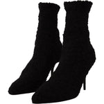 Dolce & Gabbana Black Stiletto Heels Mid Calf Women Boots LA9732- 40