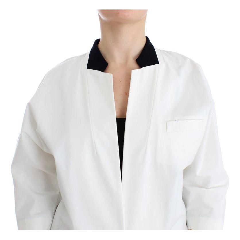 Andrea Pompilio White Cotton Blend Oversized Blazer Jacket SIG12655-3
