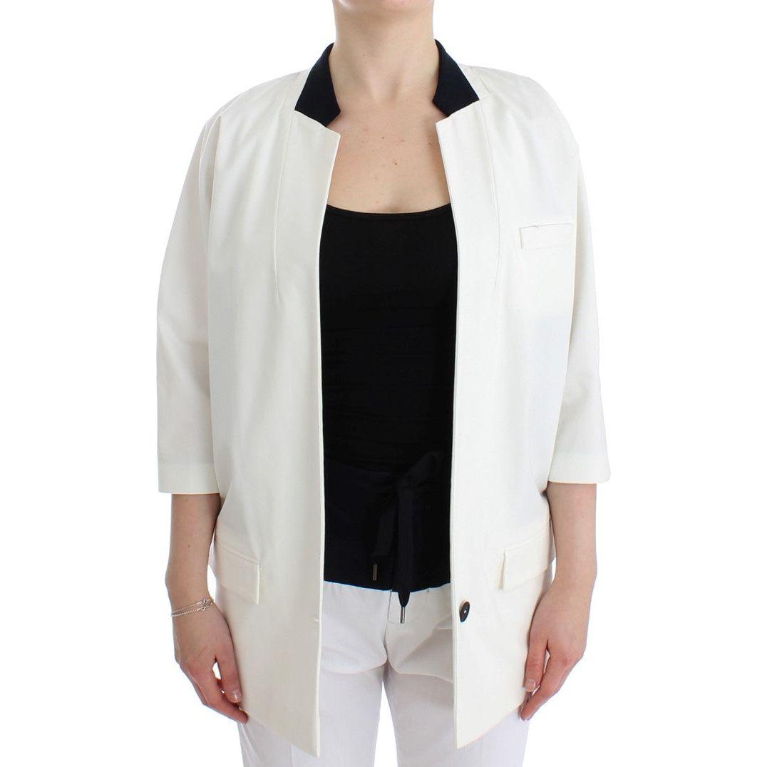 Andrea Pompilio White Cotton Blend Oversized Blazer Jacket SIG12655-3