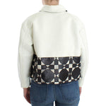 Andrea Pompilio White Black Cropped Leather Jacket SIG12659-1