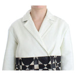 Andrea Pompilio White Black Cropped Leather Jacket SIG12659-1