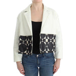 Andrea Pompilio White Black Cropped Leather Jacket SIG12659-1