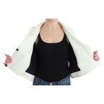 Andrea Pompilio White Black Cropped Leather Jacket SIG12659-1