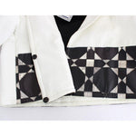 Andrea Pompilio White Black Cropped Leather Jacket SIG12659-1