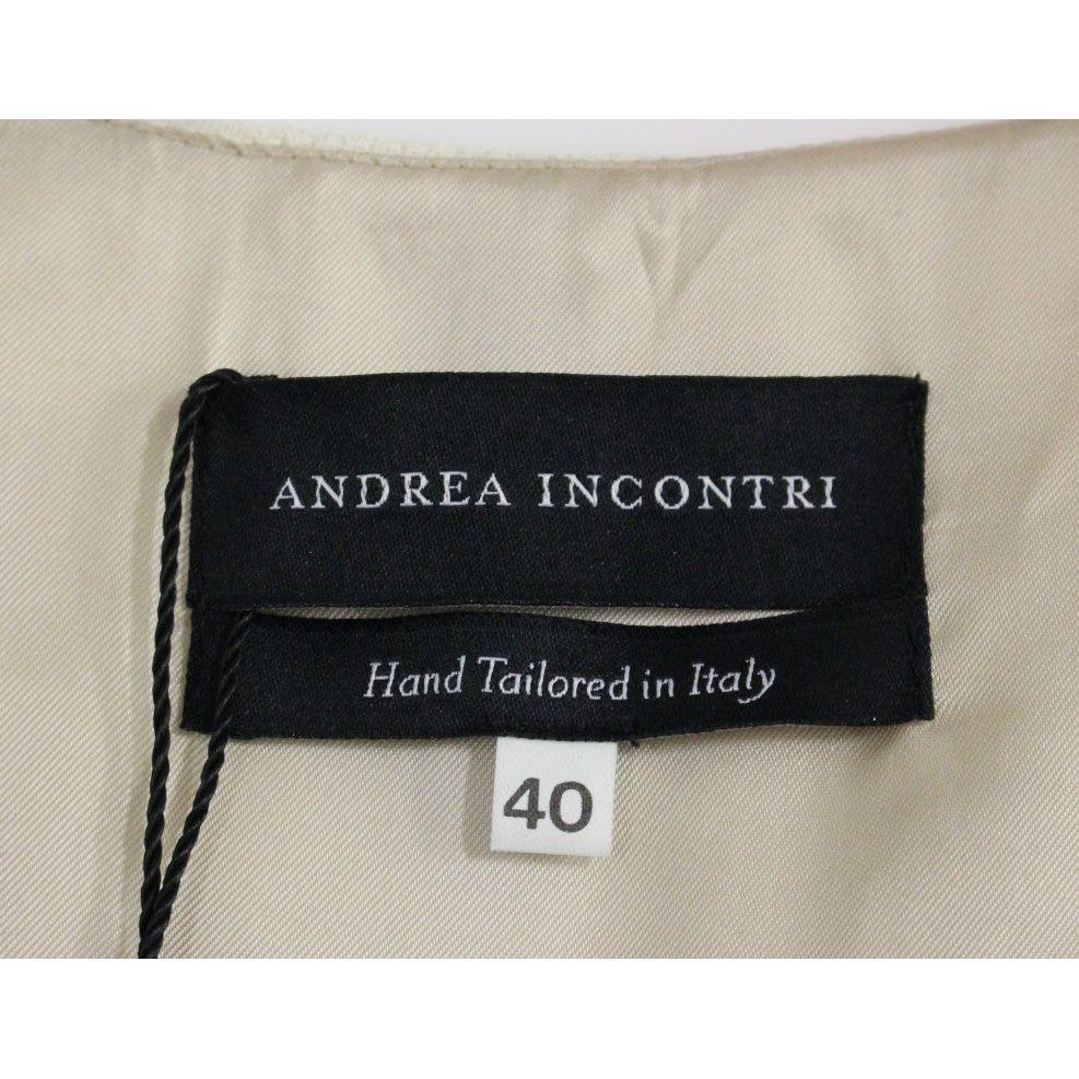 Andrea Incontri White Printed Shift V-neck Sheath Dress MOM10154-2