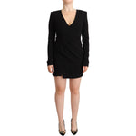 Dsquared² Black Long Sleeves Deep V-neck Mini Sheath Dress DR28397 - 40